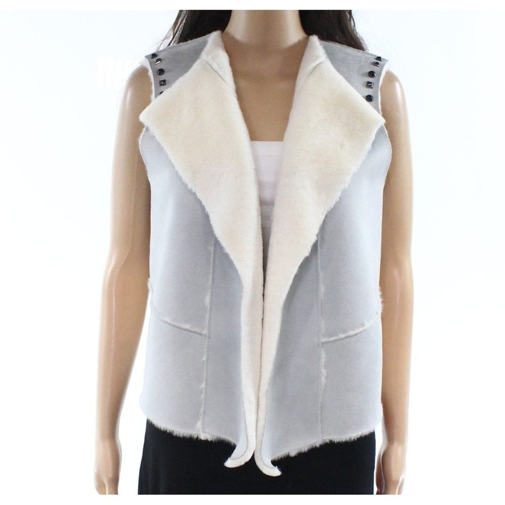 Ming Wang women's XS plush super soft suede studded fly away vest jacket